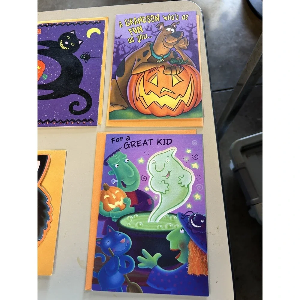 Vtg Halloween Greeting Card Lot 5 New Envelopes Hallmark Punch Out Glasses Glow
